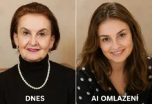 Eva Holubová na koláži vytvořené pomocí AI