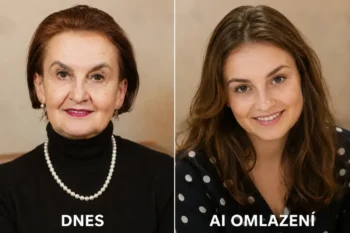 Eva Holubová na koláži vytvořené pomocí AI