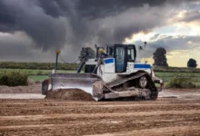 Buldozer na poli
