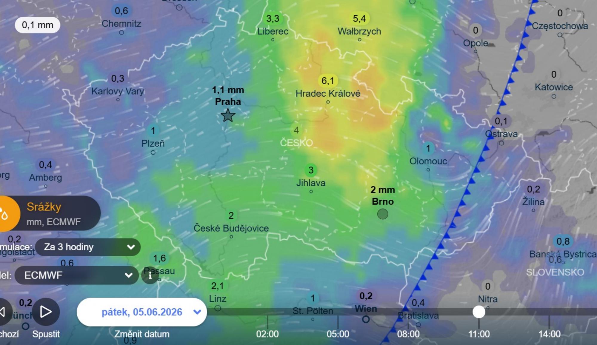 V pátek nebe zalévalo za nás | TVGURU.cz Mapa srážek v pátek