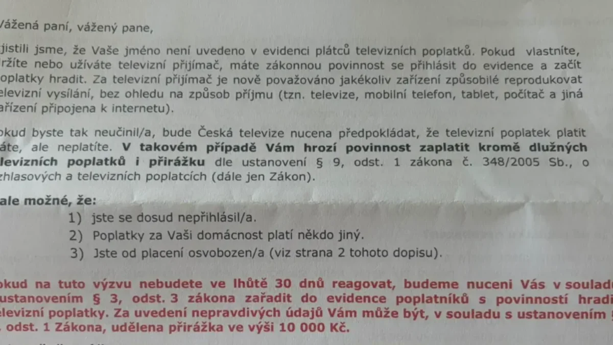 Výzva k vysvětlení neplacení poplatků