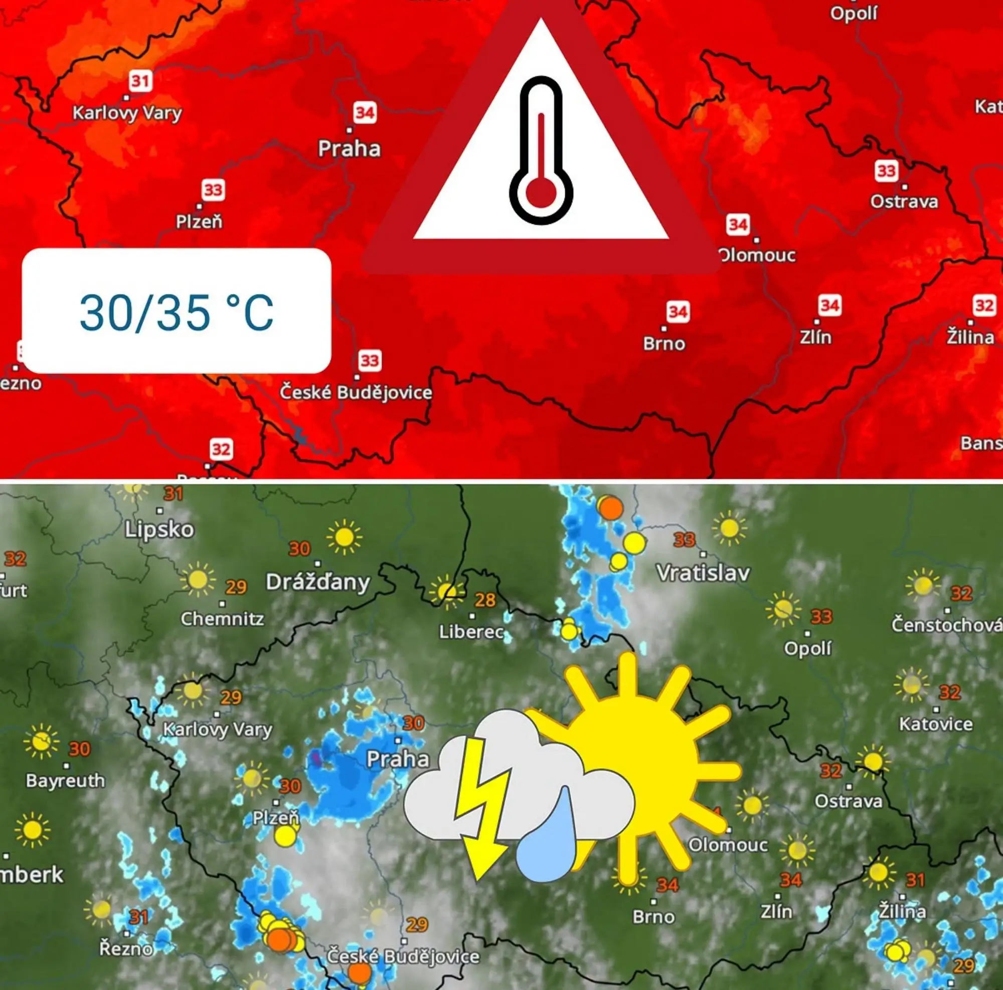 Červená mapa počasí