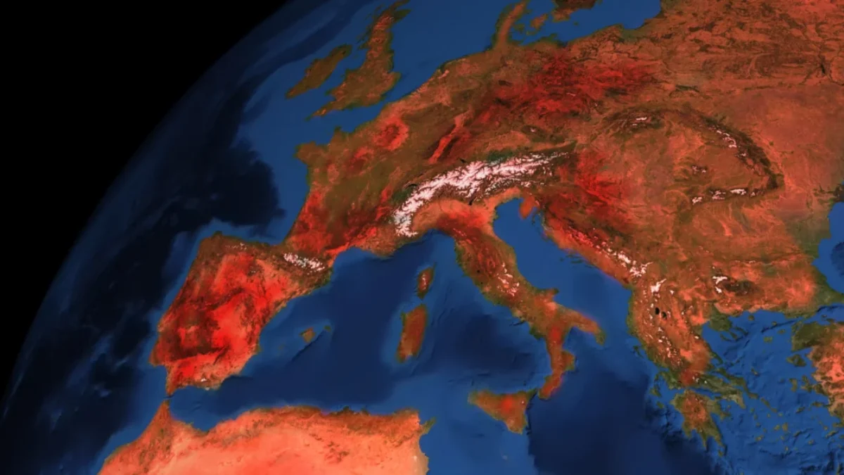 Mapa Evropy s vysokými teplotami
