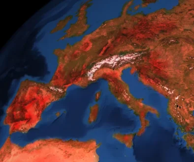 Mapa Evropy s vysokými teplotami