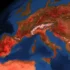 Mapa Evropy s vysokými teplotami