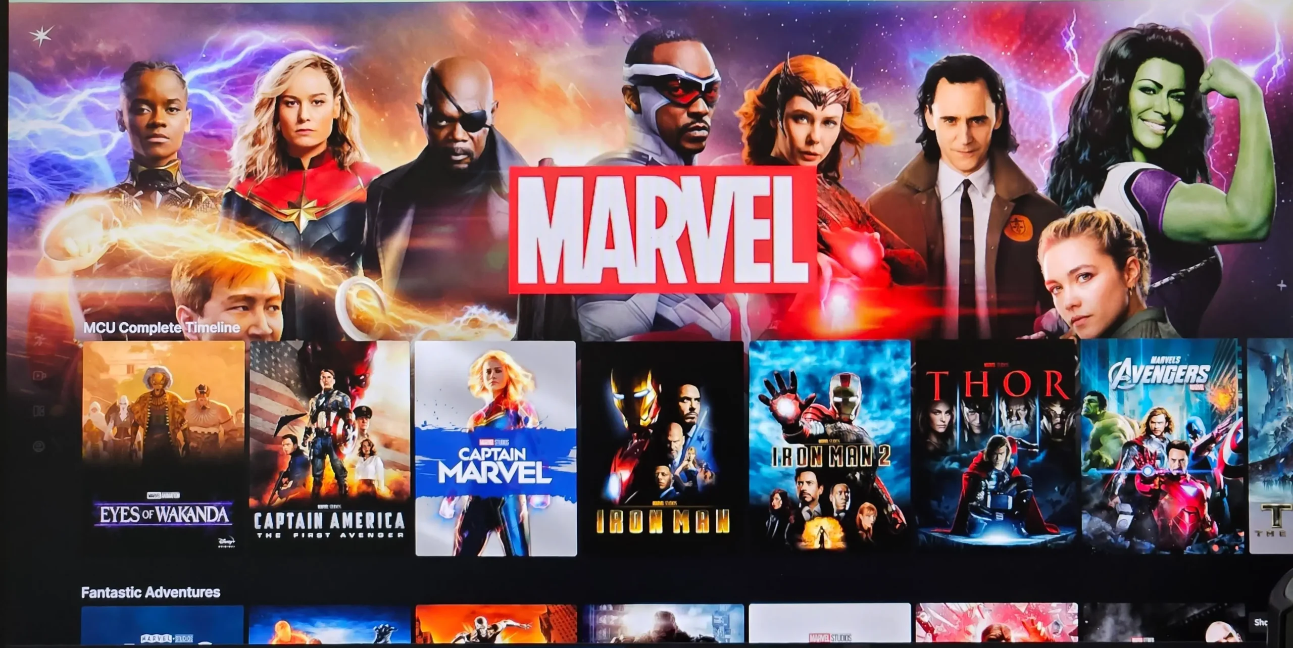 Nabídka Marvel na Disney+.