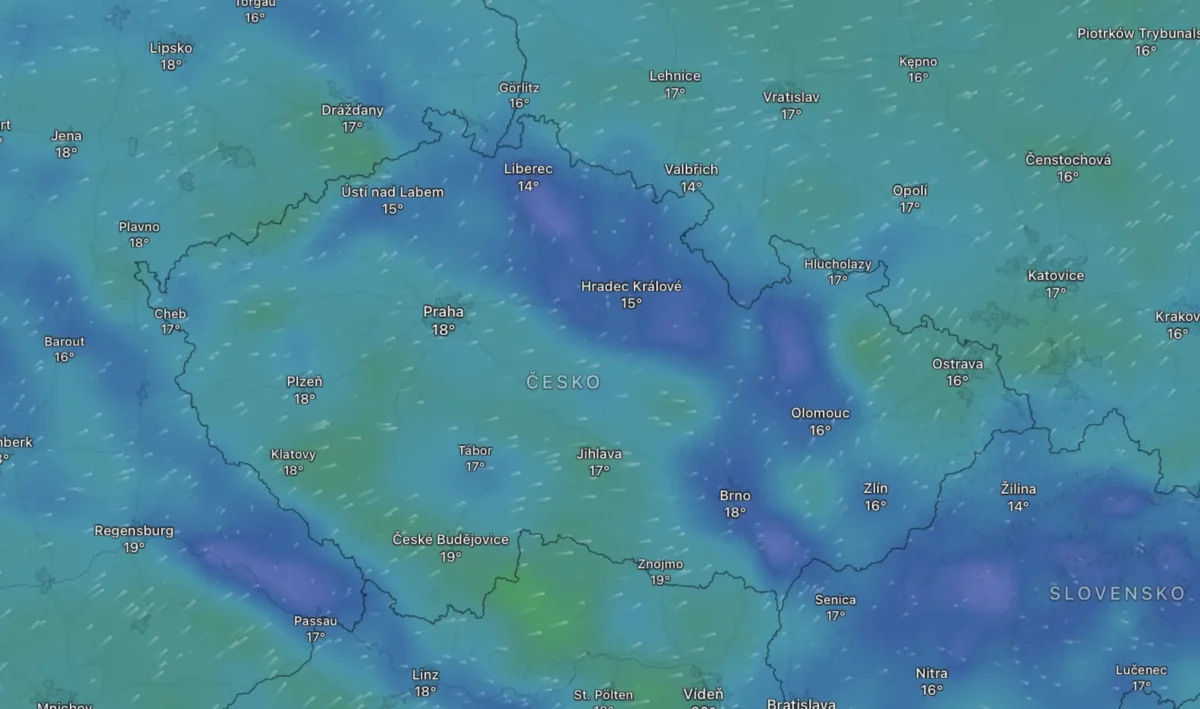 Snímek obrazovky 2026-07-05 v 83502 | TVGURU.cz Mapa počasí na pondělí