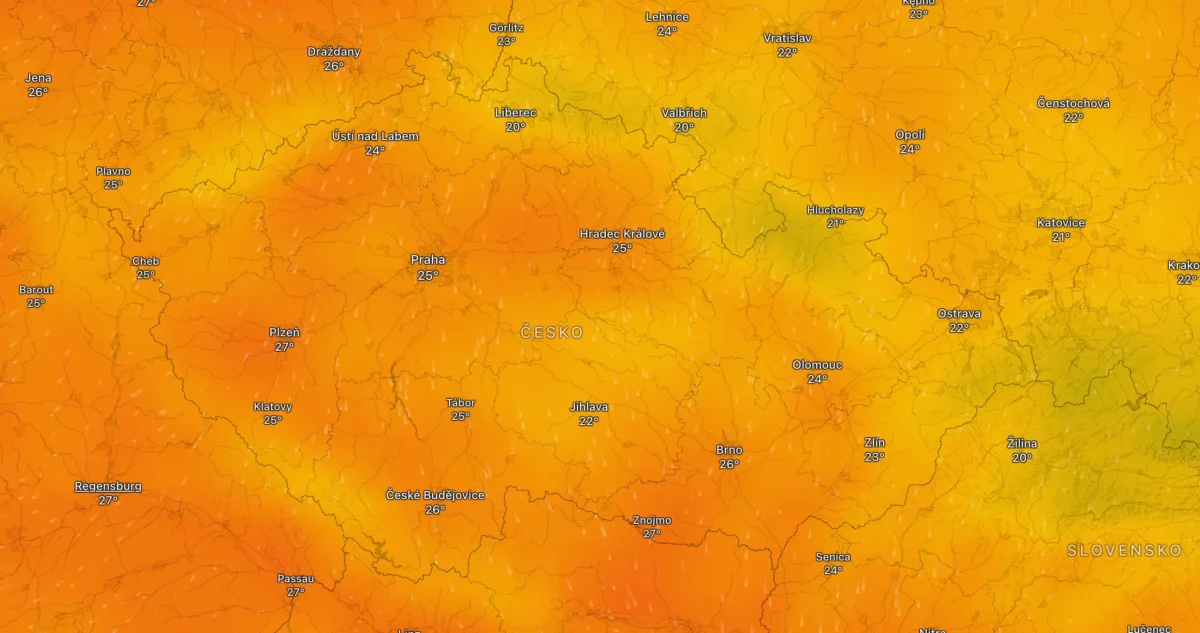 Snímek obrazovky 2026-07-09 v 143209 | TVGURU.cz Mapa počasí na pondělí
