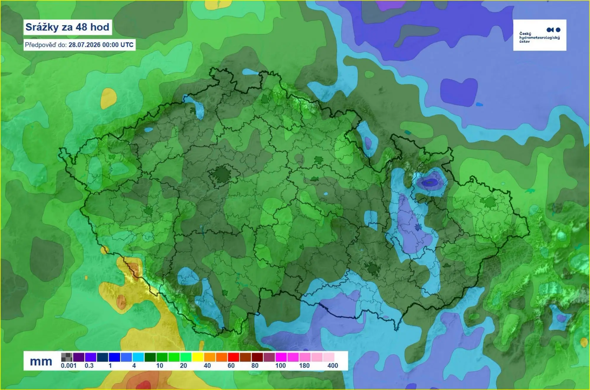 Tak snad bude v následujících dnech i trochu pršet | TVGURU.cz Předpovědní mapa