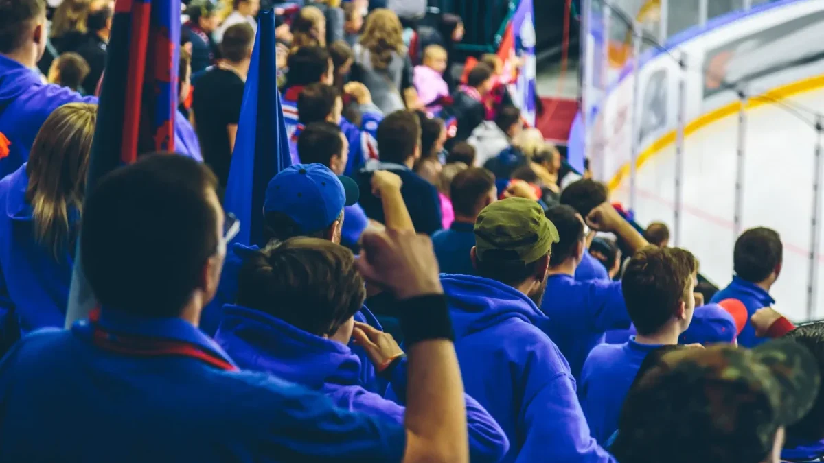 Hokejoví fanoušci na tribuně