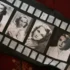 Fabric item featuring a film-strip design with black-and-white vintage Hollywood portraits of women.