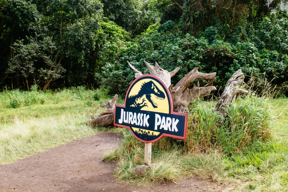 Jurský park cedule na Havaji