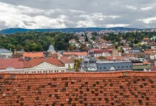 Pohled na střechy domů