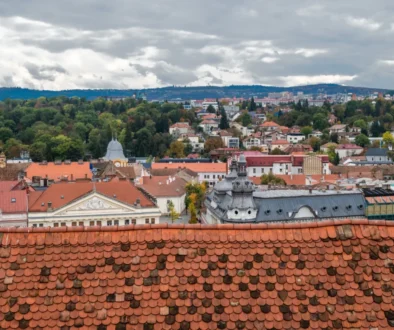 Pohled na střechy domů