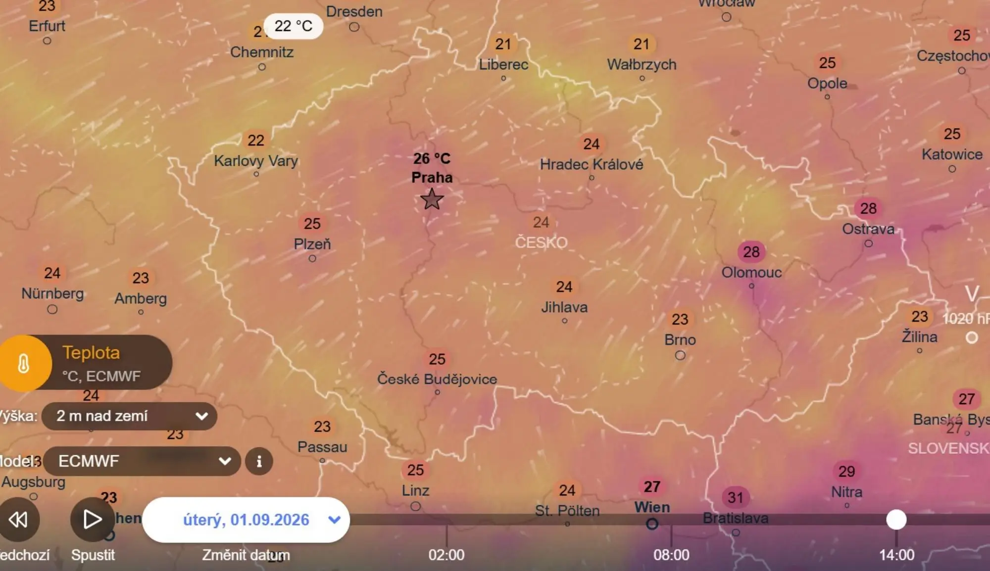 Takhle mohou vypadat teploty 1. září (nástup meteorologického podzimu) | TVGURU.cz Takhle mohou vypadat teploty 1. září (nástup meteorologického podzimu) - mapa