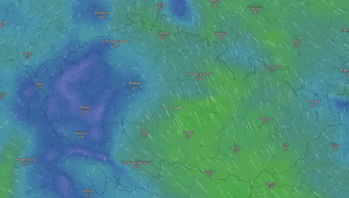 Mapa počasí na pátek