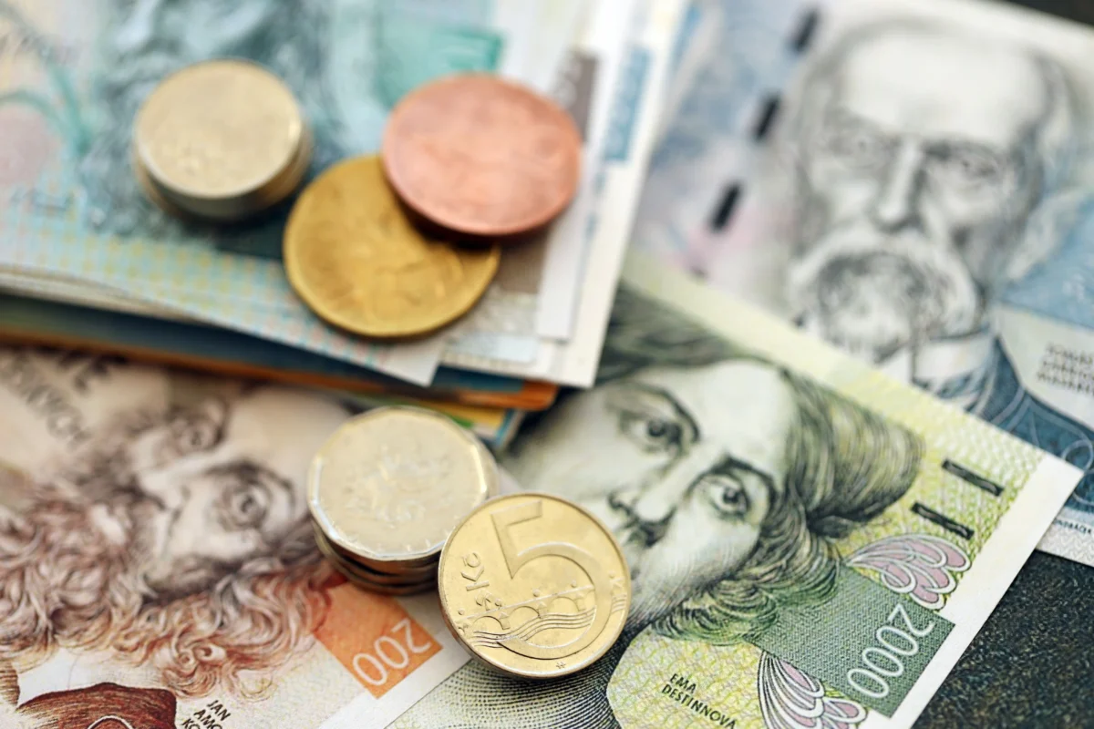 Coins scattered over banknotes in a close-up shot, showing mixed currency.