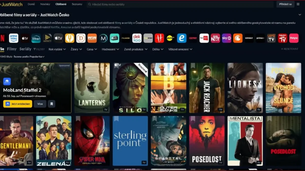 justwatch hlavní stránka