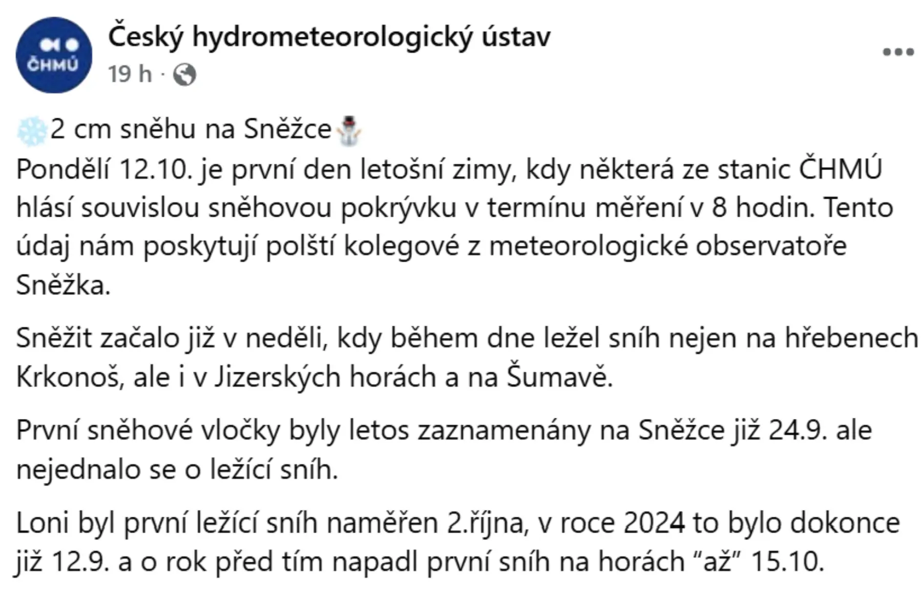 První letošní sníh | TVGURU.cz První letošní sníh