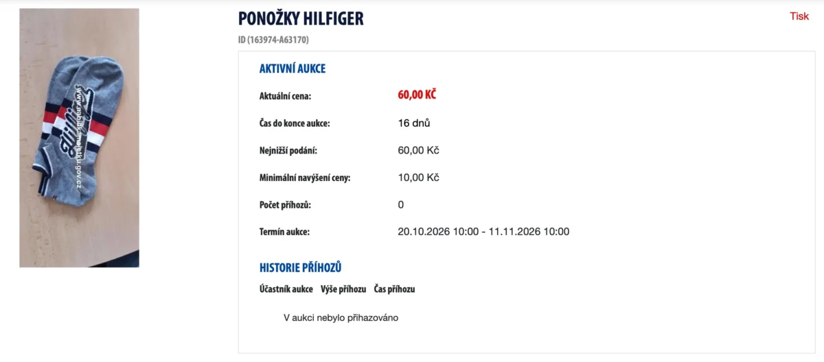 Inzerát s ponožkami