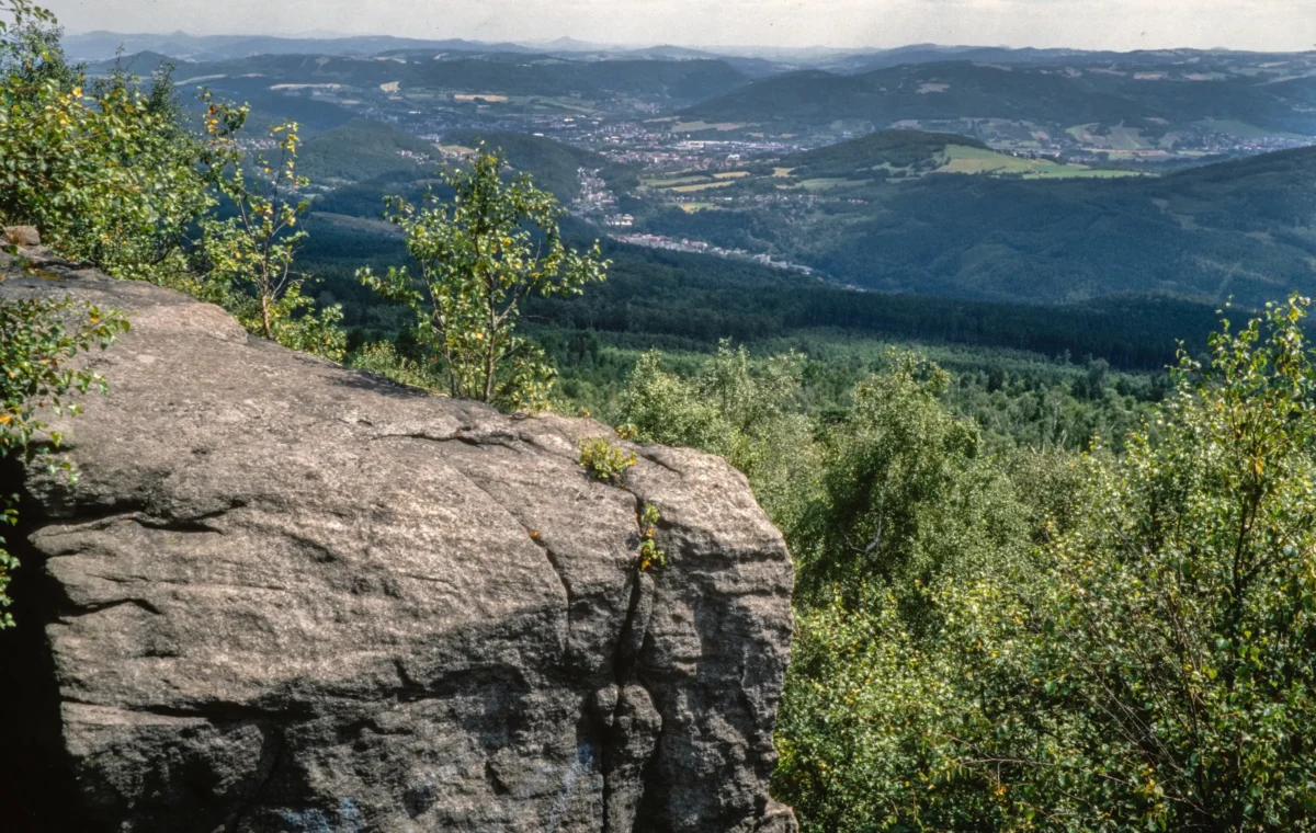 shutterstock_2720061113-2-2 | TVGURU.cz Za skálou se rozprostírají stromy.